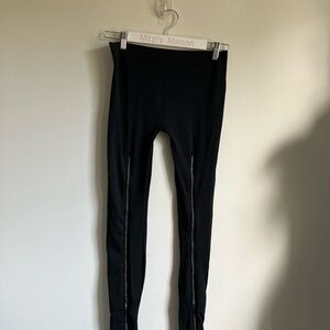 Black Leggings with Rhinestone Zippers